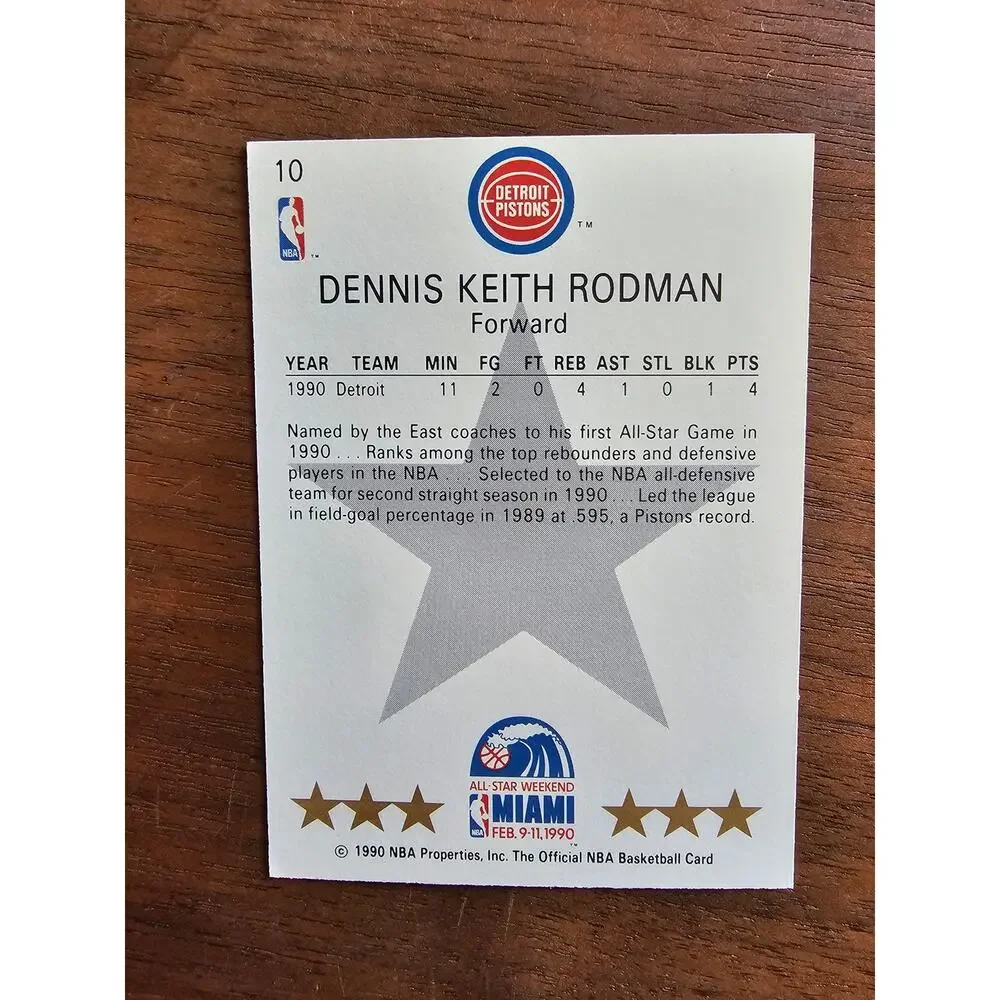 Dennis Rodman 1990-1991 NBA Hoops #10 - All Star - Fresh Pull